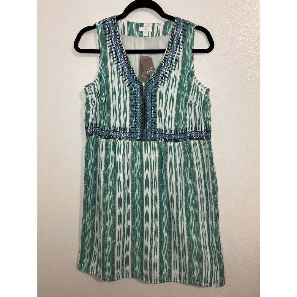 J. JILL Embroidered Ikat Dress Dark Spearmint Size XSP